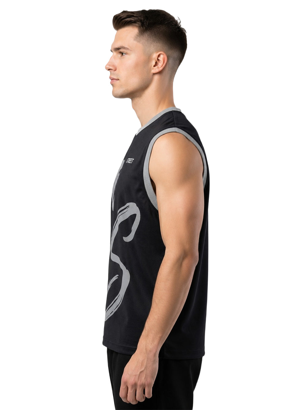 "CS" Brush Graphic Streetwear Jersey Tank