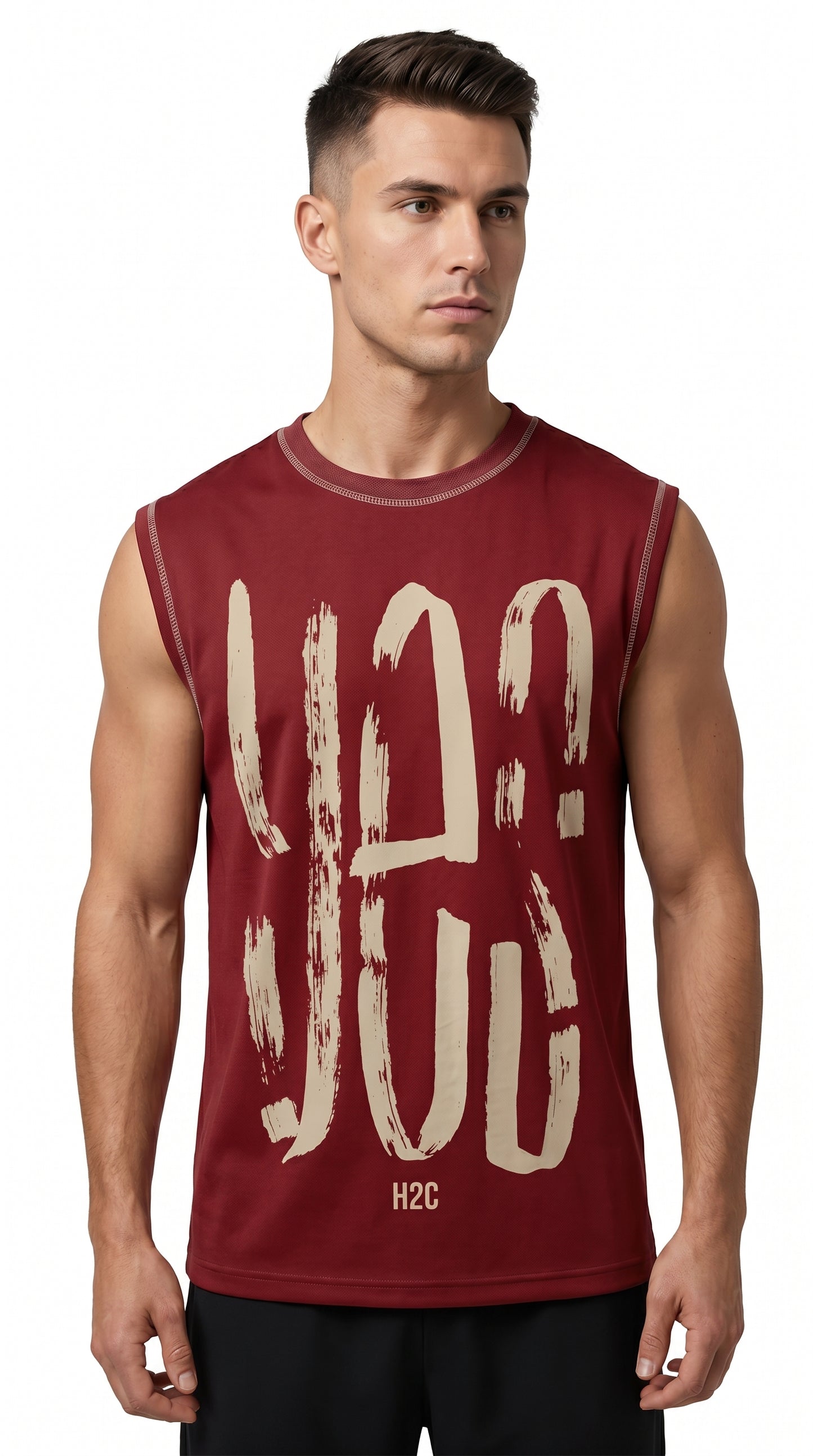 "YES" Brush Graphic Oversize Muscle Tee