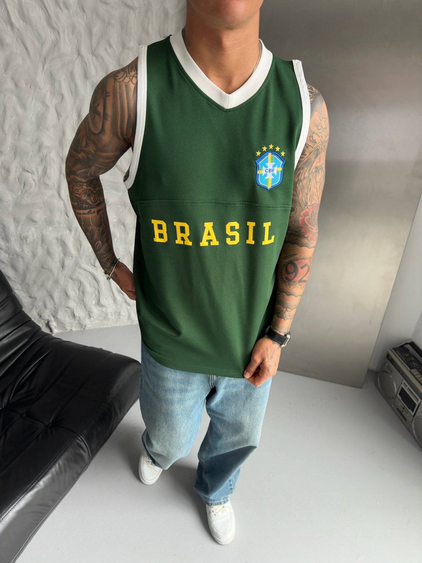 Brazil Retro Football Sleeveless Jersey