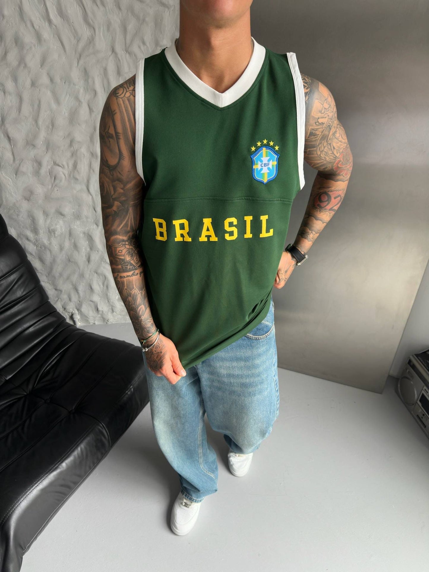Brazil Retro Football Sleeveless Jersey