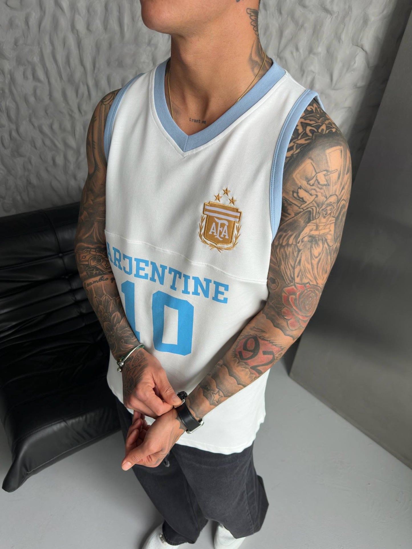 Argentina Retro Football Sleeveless Jersey