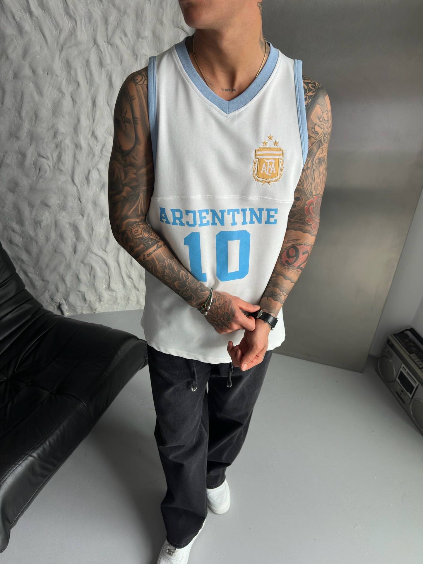 Argentina Retro Football Sleeveless Jersey