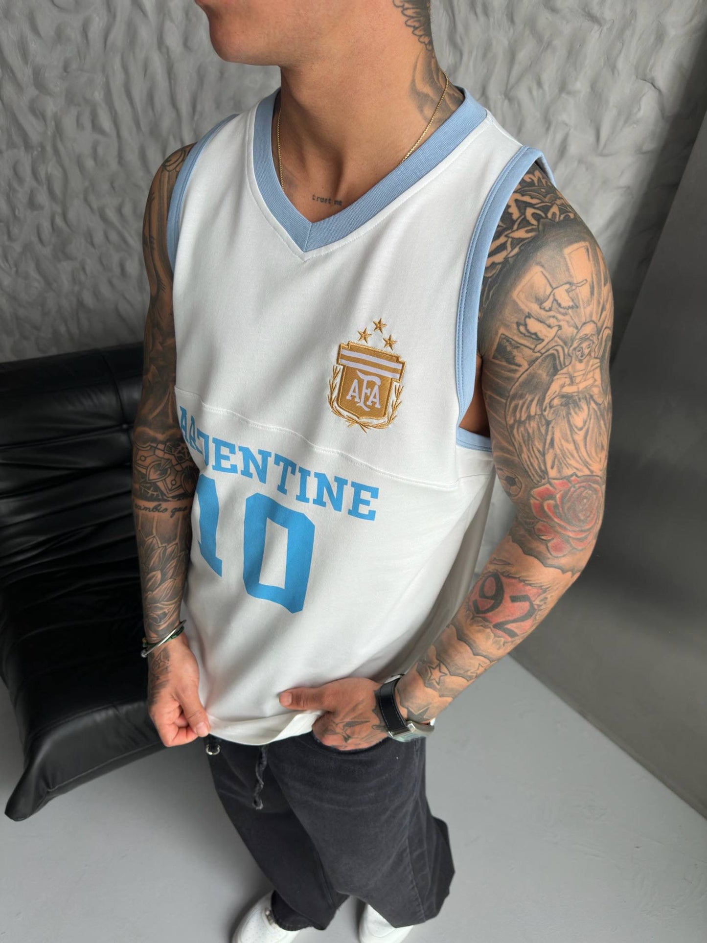 Argentina Retro Football Sleeveless Jersey