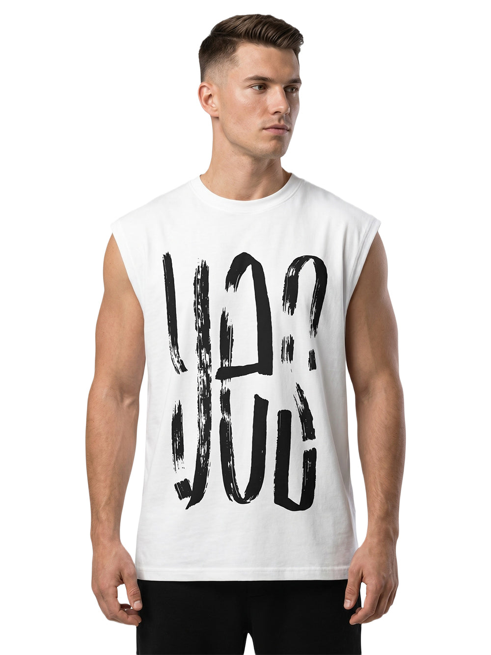 "YES" Brush Graphic Oversize Muscle Tee