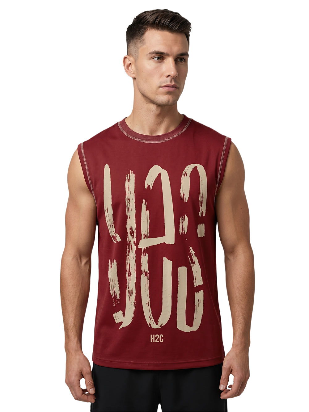 "YES" Brush Graphic Oversize Muscle Tee