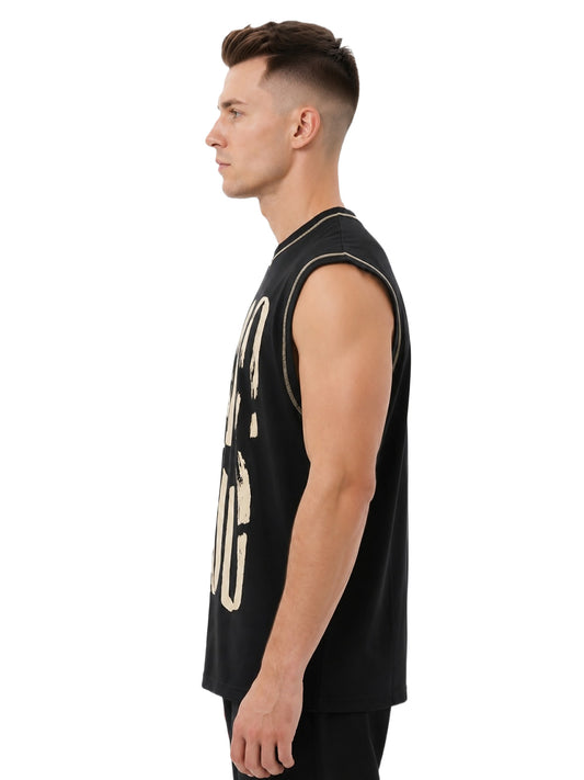"YES" Brush Graphic Oversize Muscle Tee