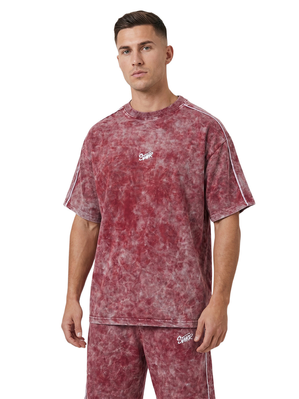 Acid Wash Contrast Piping Oversized Set