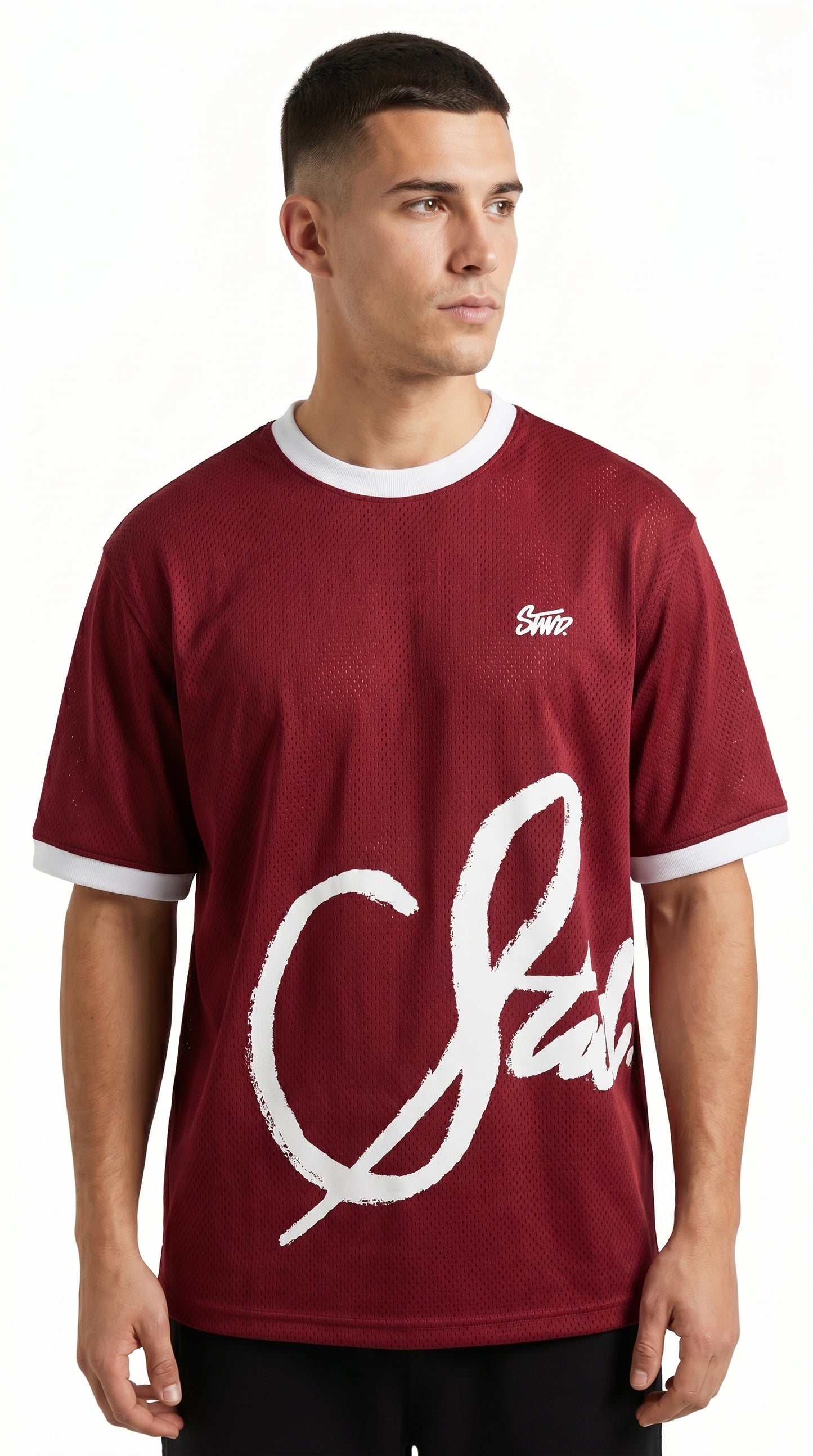 Contrast Ringer Brush Signature Oversized Tee