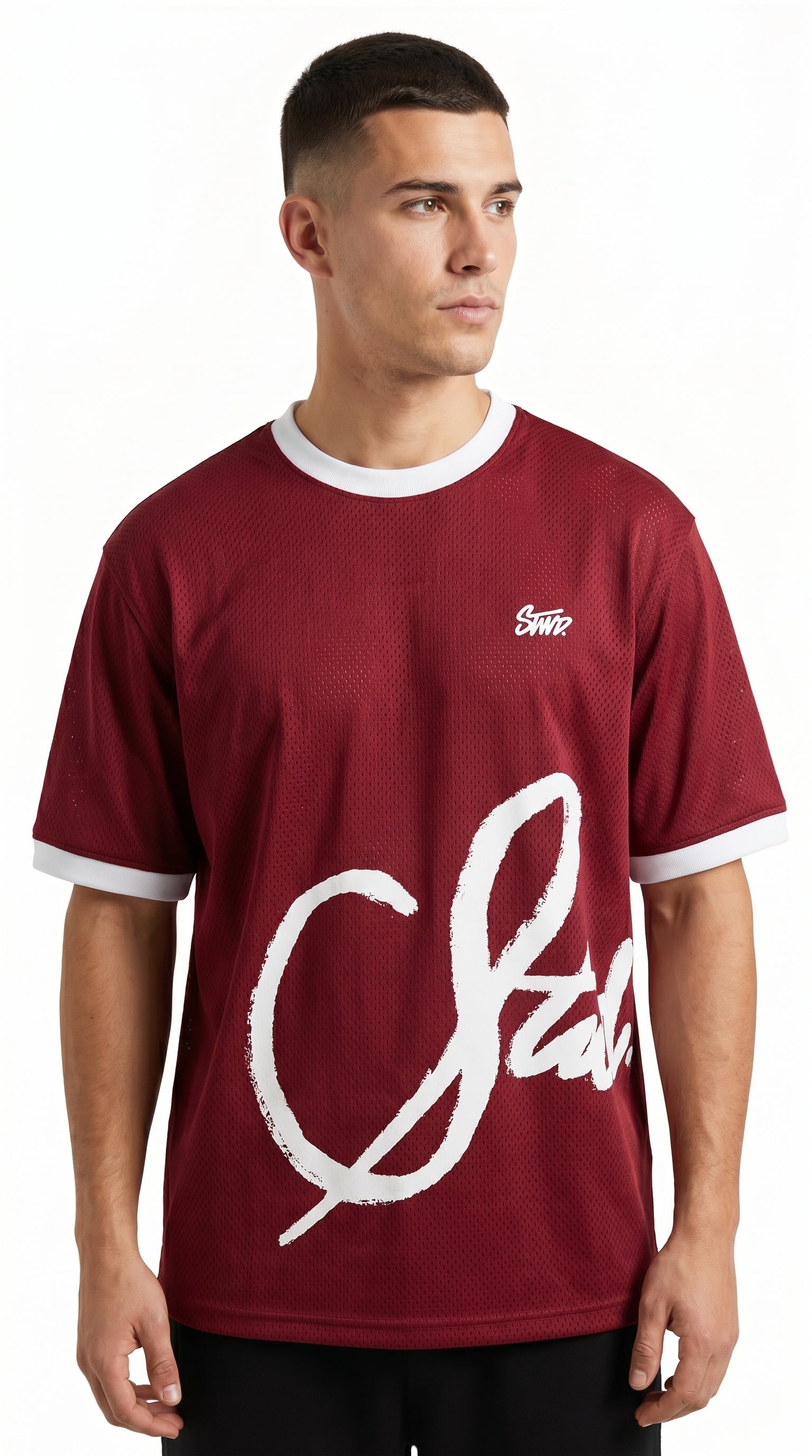 Contrast Ringer Brush Signature Oversized Tee