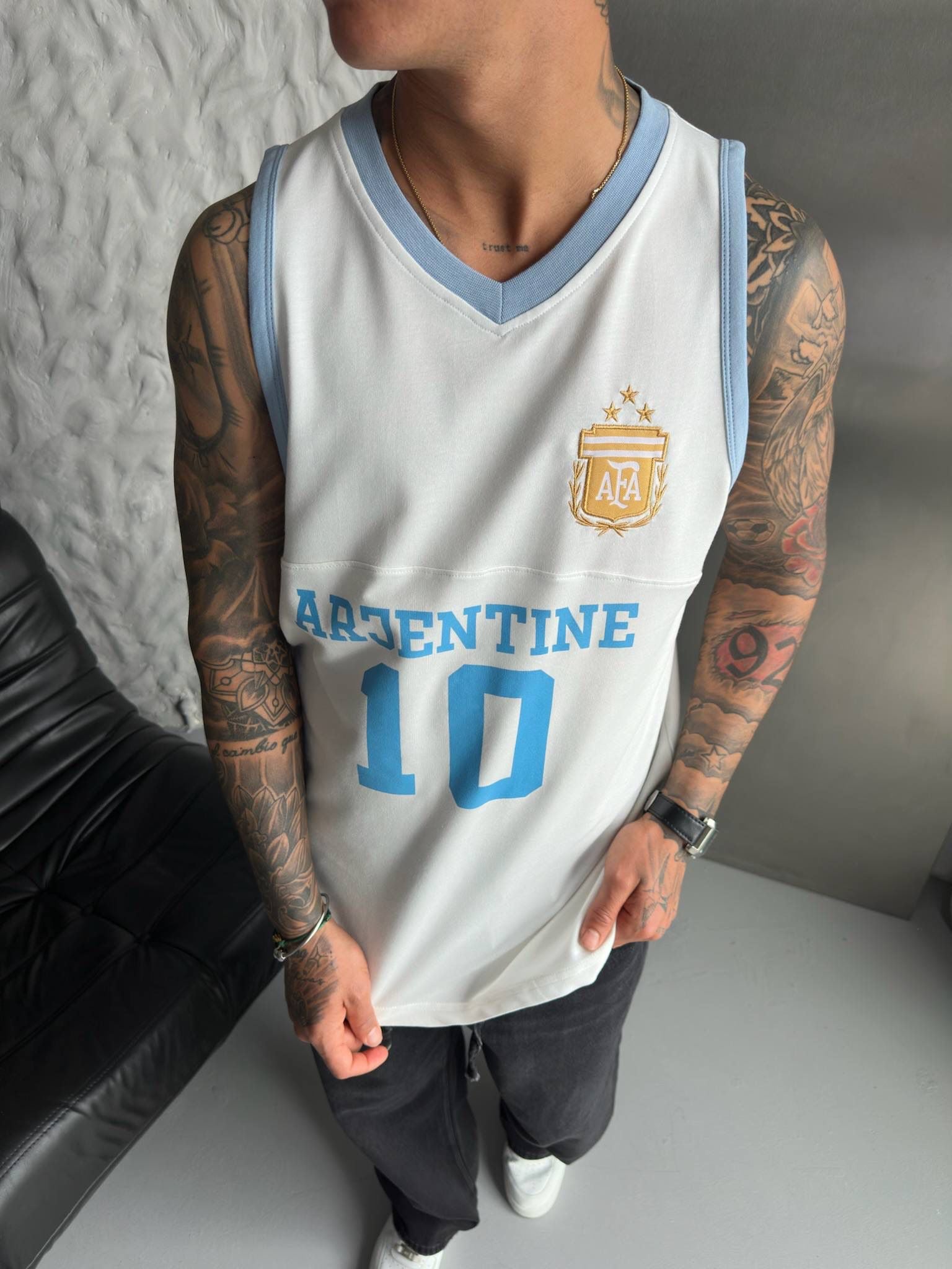 Argentina Retro Football Sleeveless Jersey