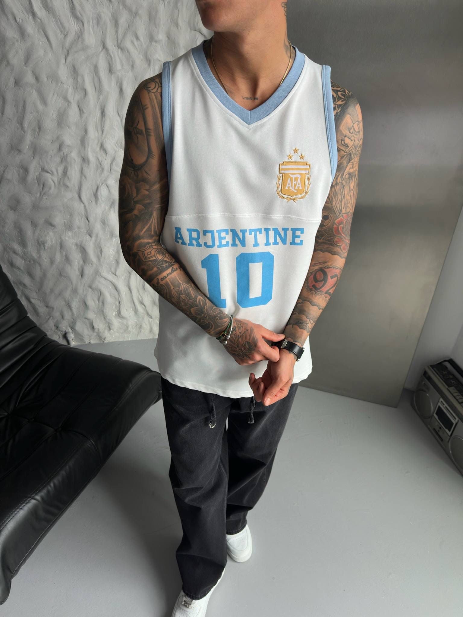 Argentina Retro Football Sleeveless Jersey