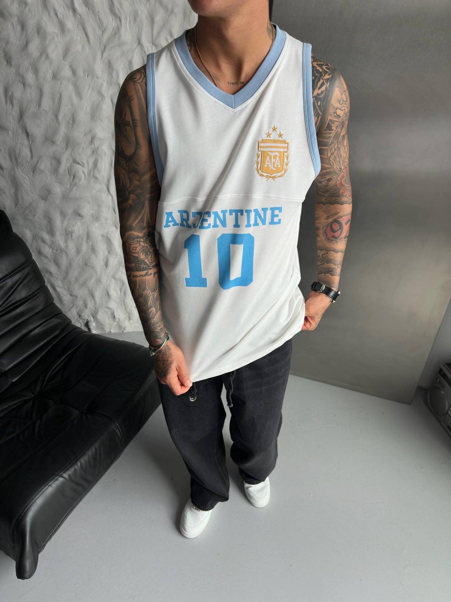 Argentina Retro Football Sleeveless Jersey